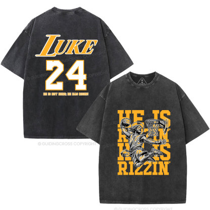 Luke 24 He Is Rizzin Christian Washed T-Shirt