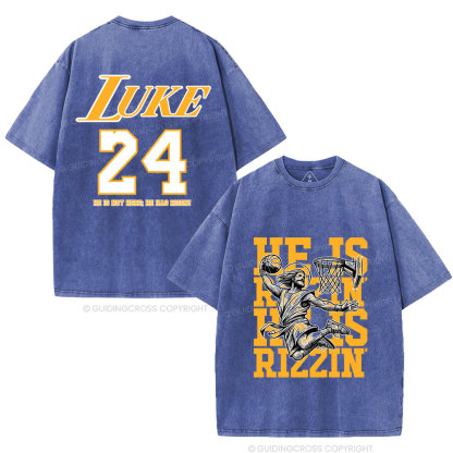 Luke 24 He Is Rizzin Christian Washed T-Shirt