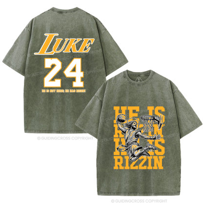 Luke 24 He Is Rizzin Christian Washed T-Shirt