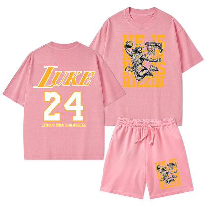 Luke 24 He Is Rizzin Christian Washed T-Shirt & Shorts