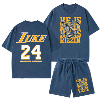 Luke 24 He Is Rizzin Christian Washed T-Shirt & Shorts