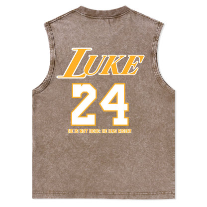 Luke 24 He Is Rizzin Christian Washed Tank Top