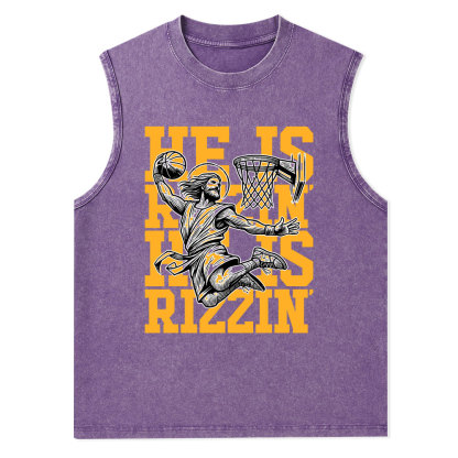 Luke 24 He Is Rizzin Christian Washed Tank Top