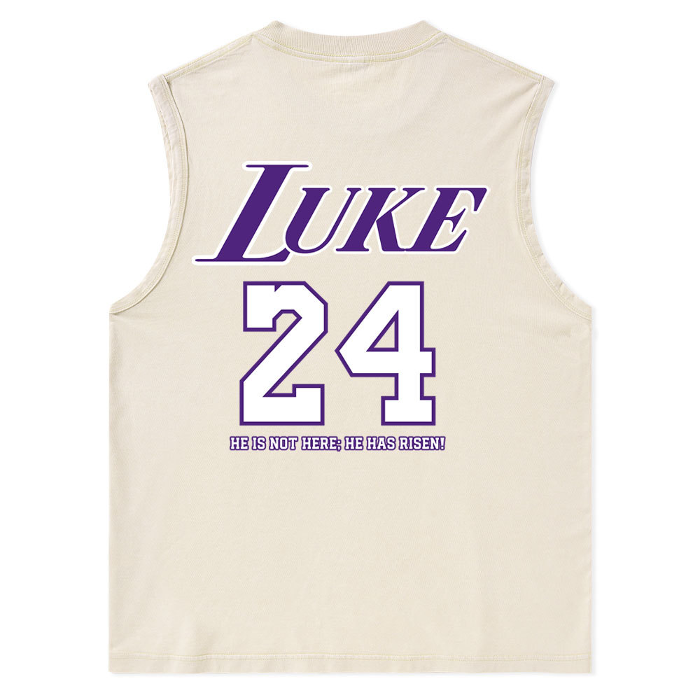 Luke 24 He Is Rizzin Christian Washed Tank Top