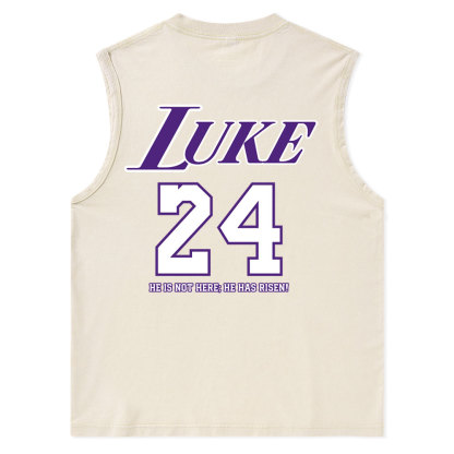 Luke 24 He Is Rizzin Christian Washed Tank Top