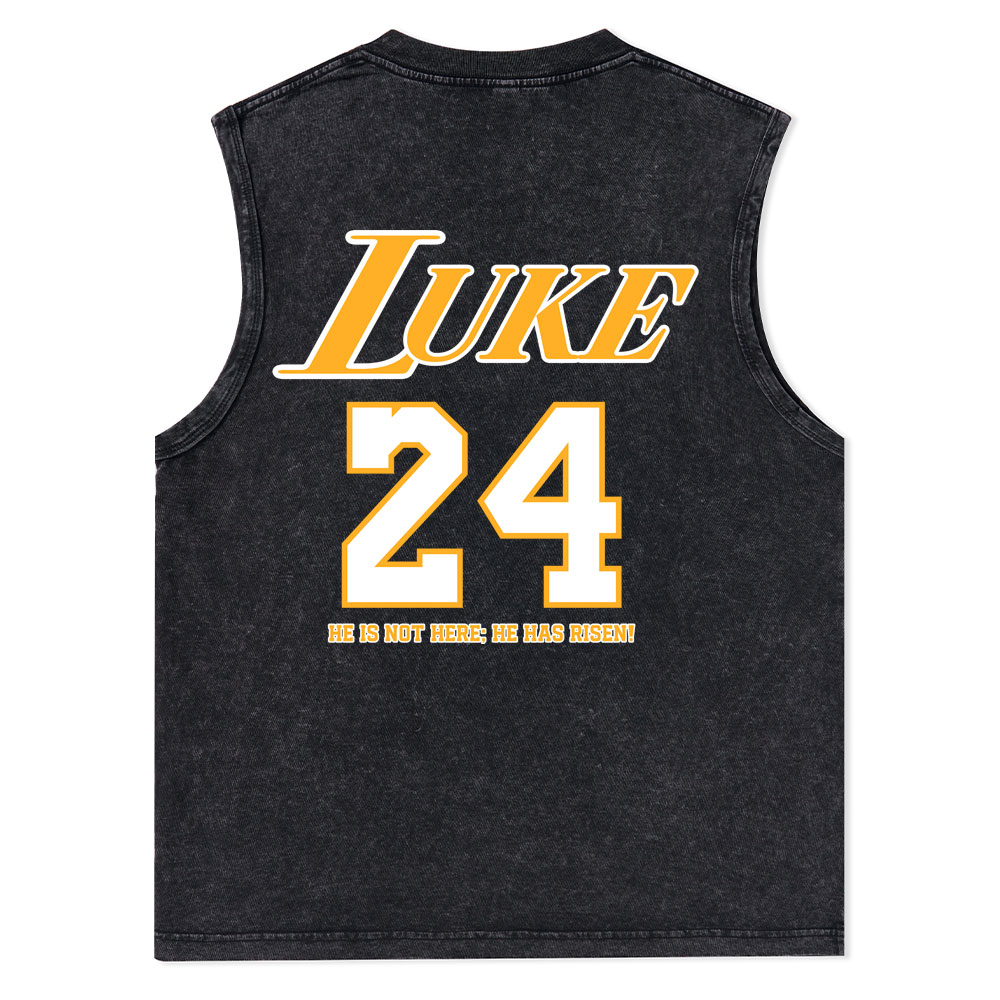 Luke 24 He Is Rizzin Christian Washed Tank Top