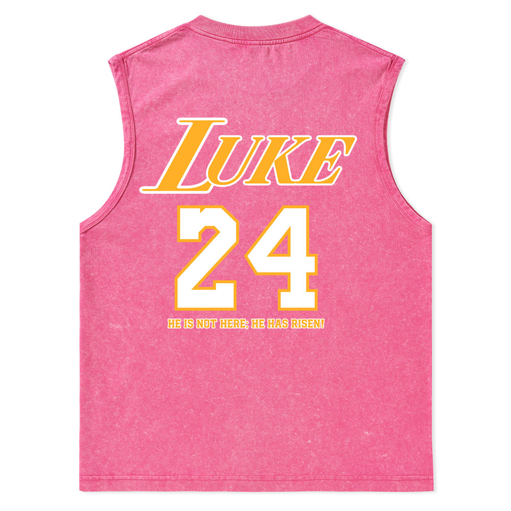 Luke 24 He Is Rizzin Christian Washed Tank Top