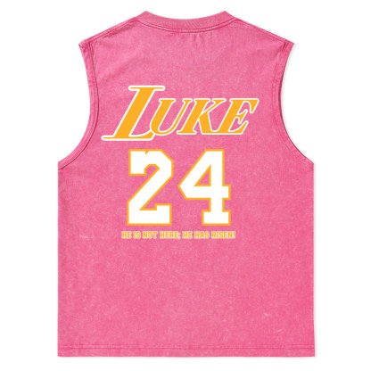 Luke 24 He Is Rizzin Christian Washed Tank Top