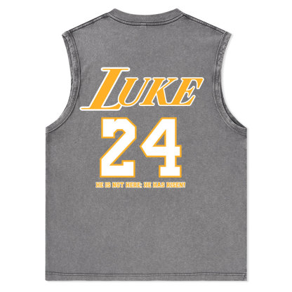 Luke 24 He Is Rizzin Christian Washed Tank Top