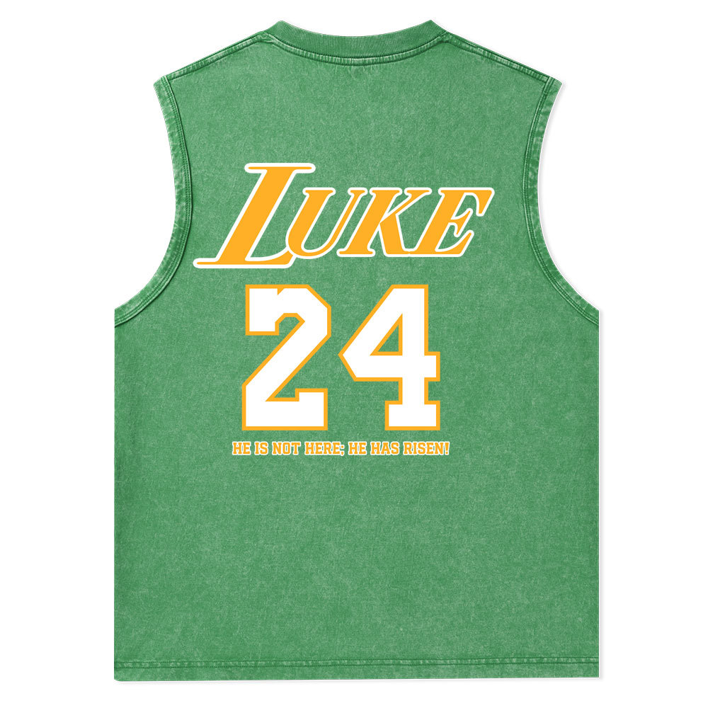 Luke 24 He Is Rizzin Christian Washed Tank Top