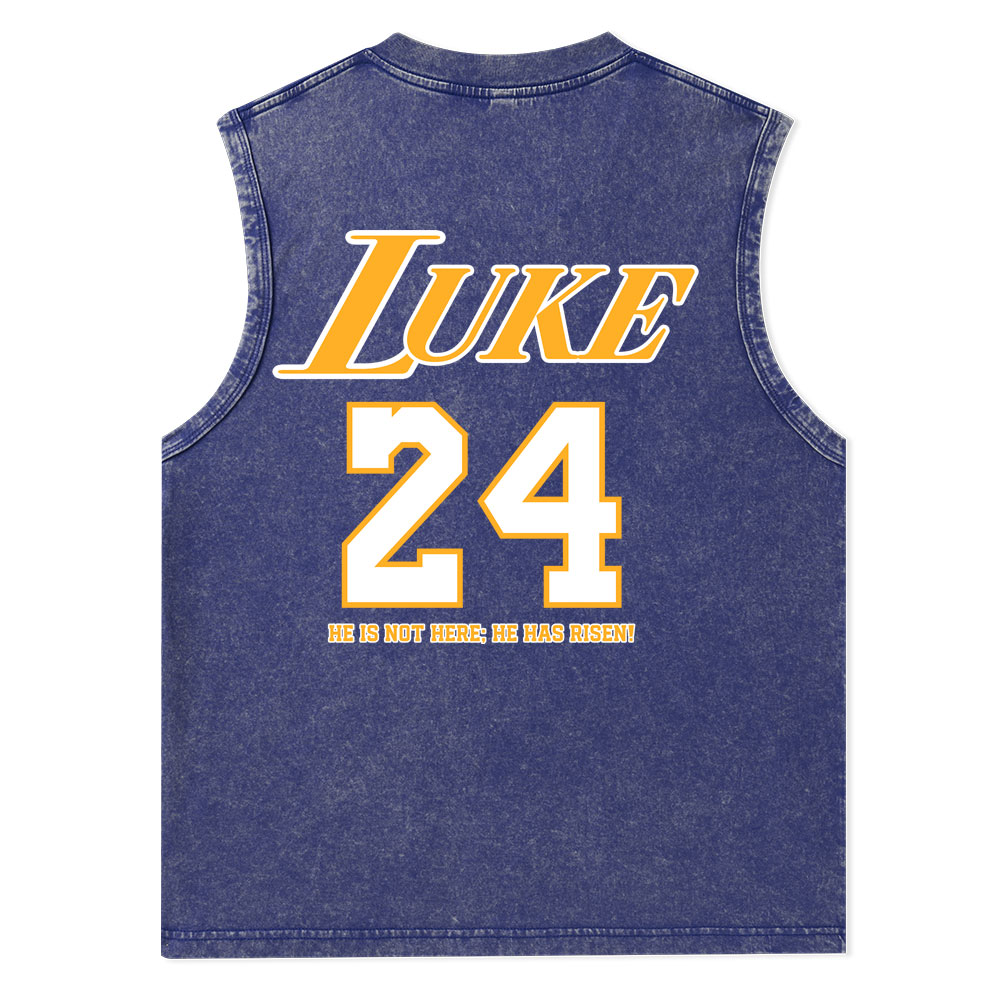 Luke 24 He Is Rizzin Christian Washed Tank Top