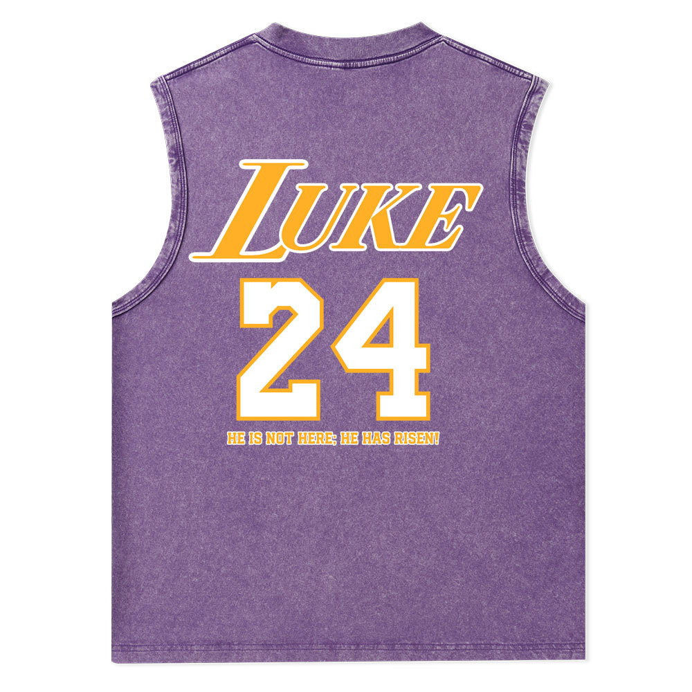 Luke 24 He Is Rizzin Christian Washed Tank Top