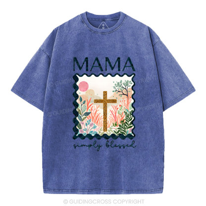 MAMA Simple Blessed Christian Washed T-Shirt