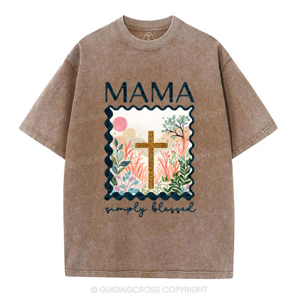 MAMA Simple Blessed Christian Washed T-Shirt