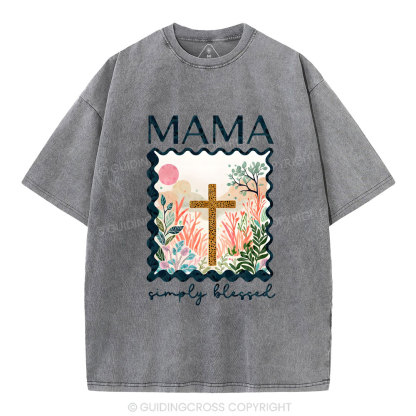 MAMA Simple Blessed Christian Washed T-Shirt