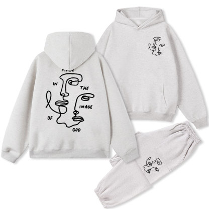 Made In The Image Of God Christian Fleece Hoodie Set