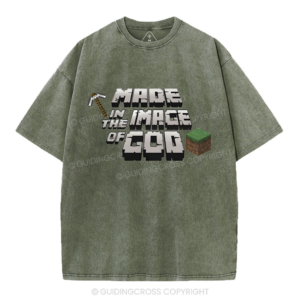 Made In The Image Of God Christian Washed T-Shirt