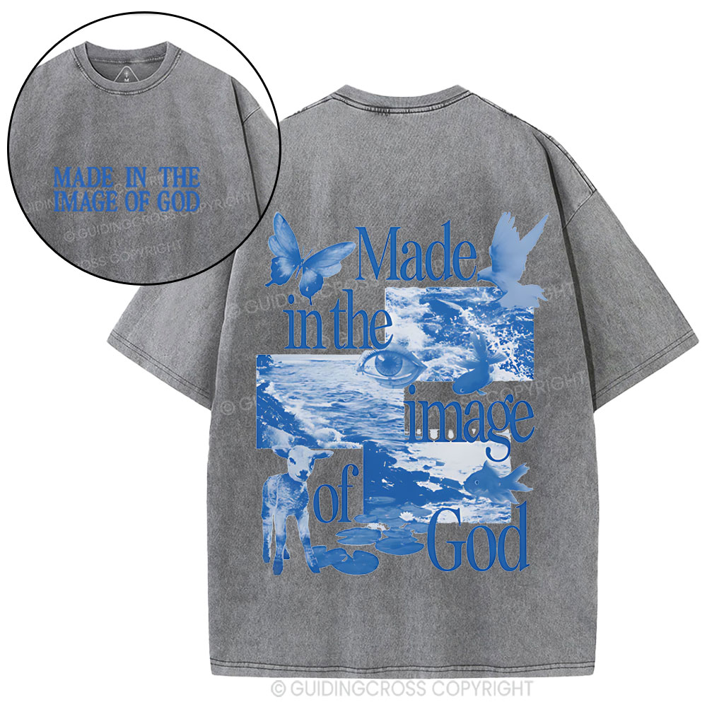 Made In The Image Of God Christian Washed T-Shirt