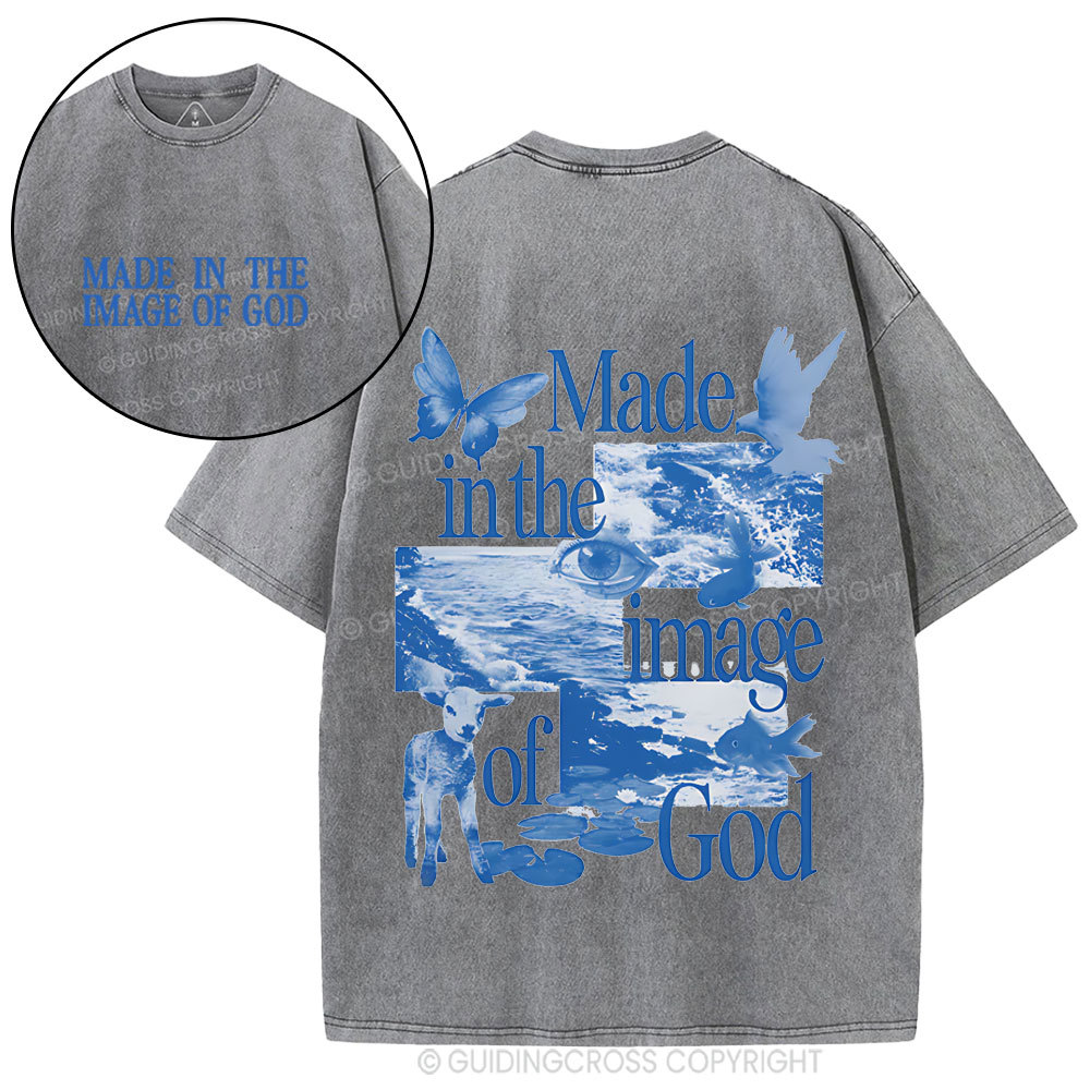 Made In The Image Of God Christian Washed T-Shirt