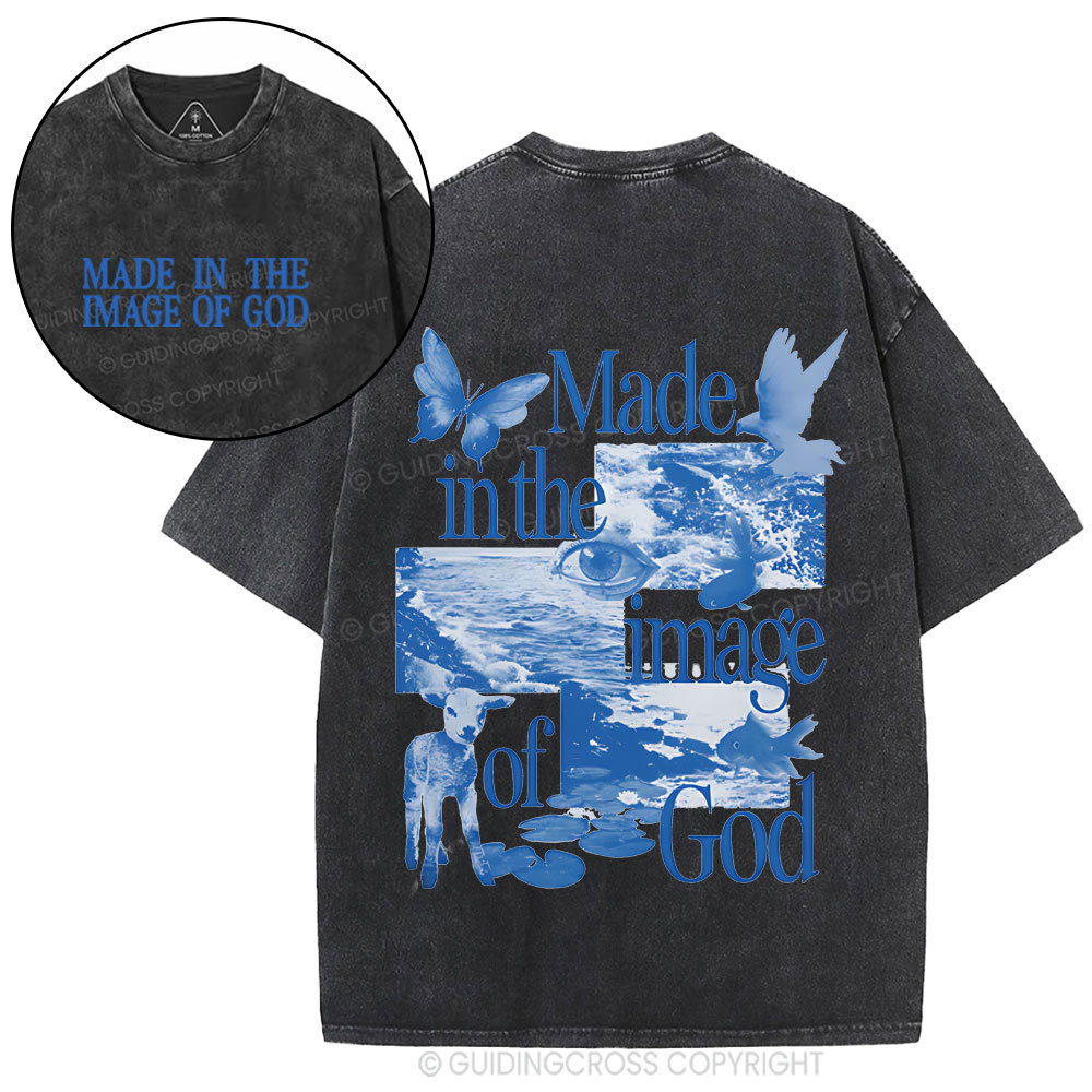 Made In The Image Of God Christian Washed T-Shirt
