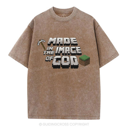 Made In The Image Of God Christian Washed T-Shirt