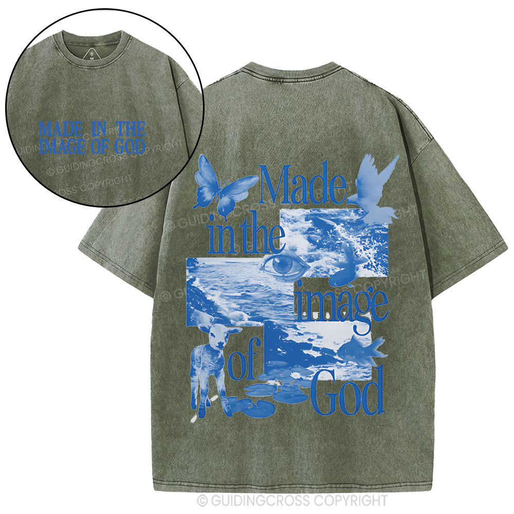 Made In The Image Of God Christian Washed T-Shirt