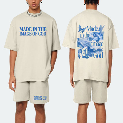 Made In The Image Of God Christian Washed T-Shirt & Shorts