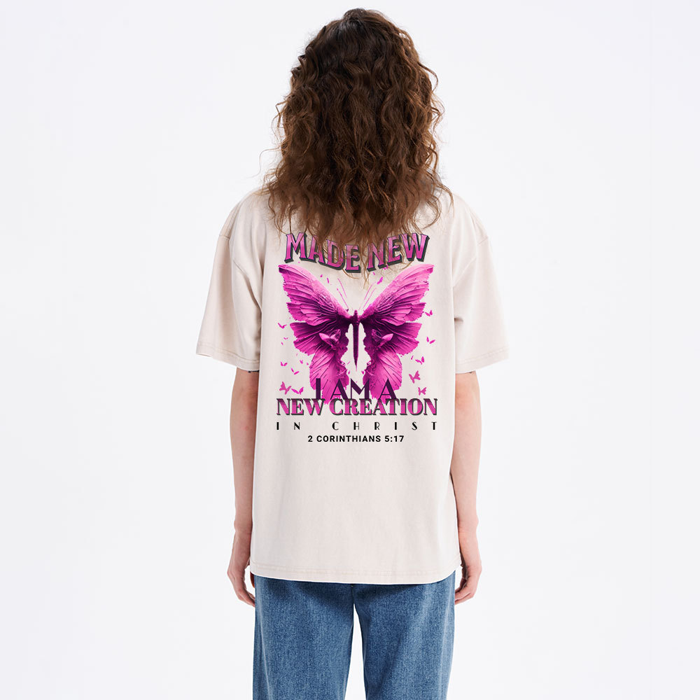 Made New Butterfly Christian Washed T-Shirt