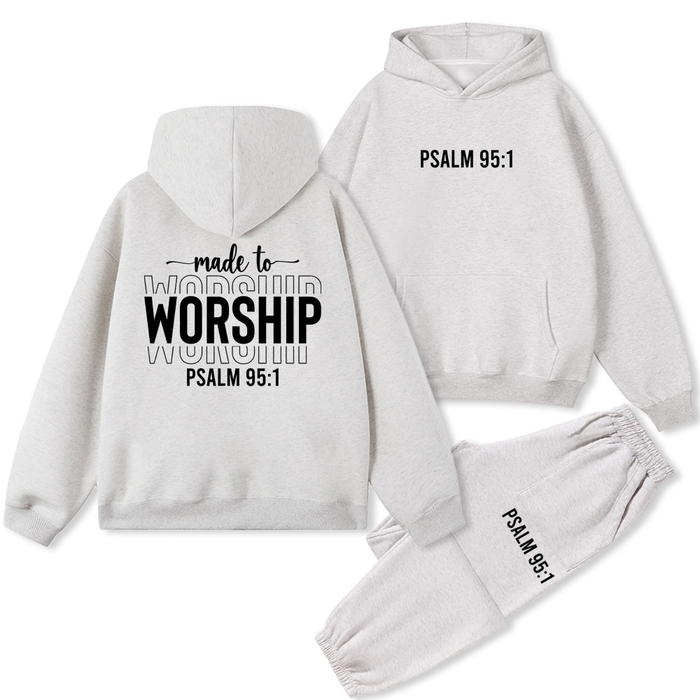 Made To The Worship Christian Fleece Hoodie Set