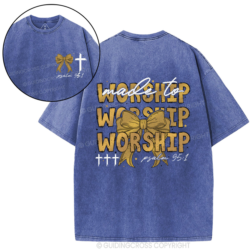 Made To Worship Bow Christian Washed T-Shirt