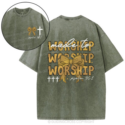 Made To Worship Bow Christian Washed T-Shirt