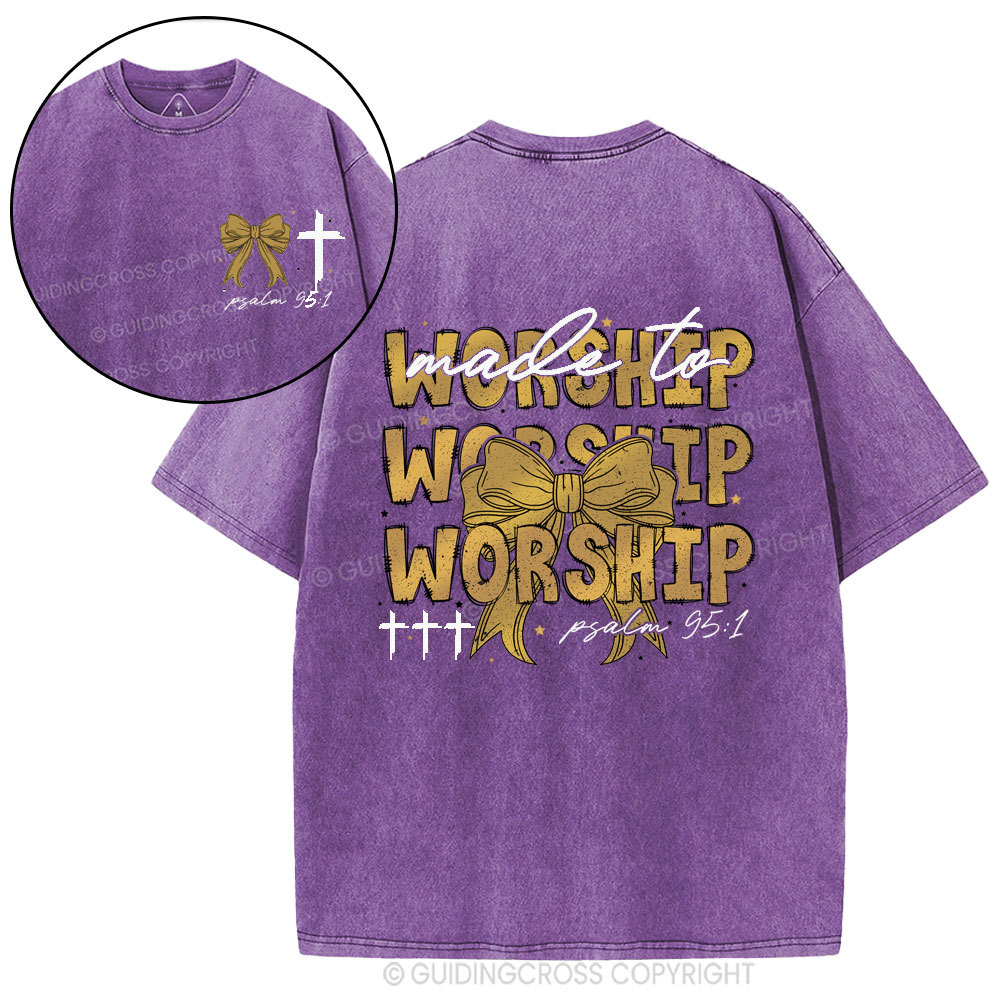 Made To Worship Bow Christian Washed T-Shirt