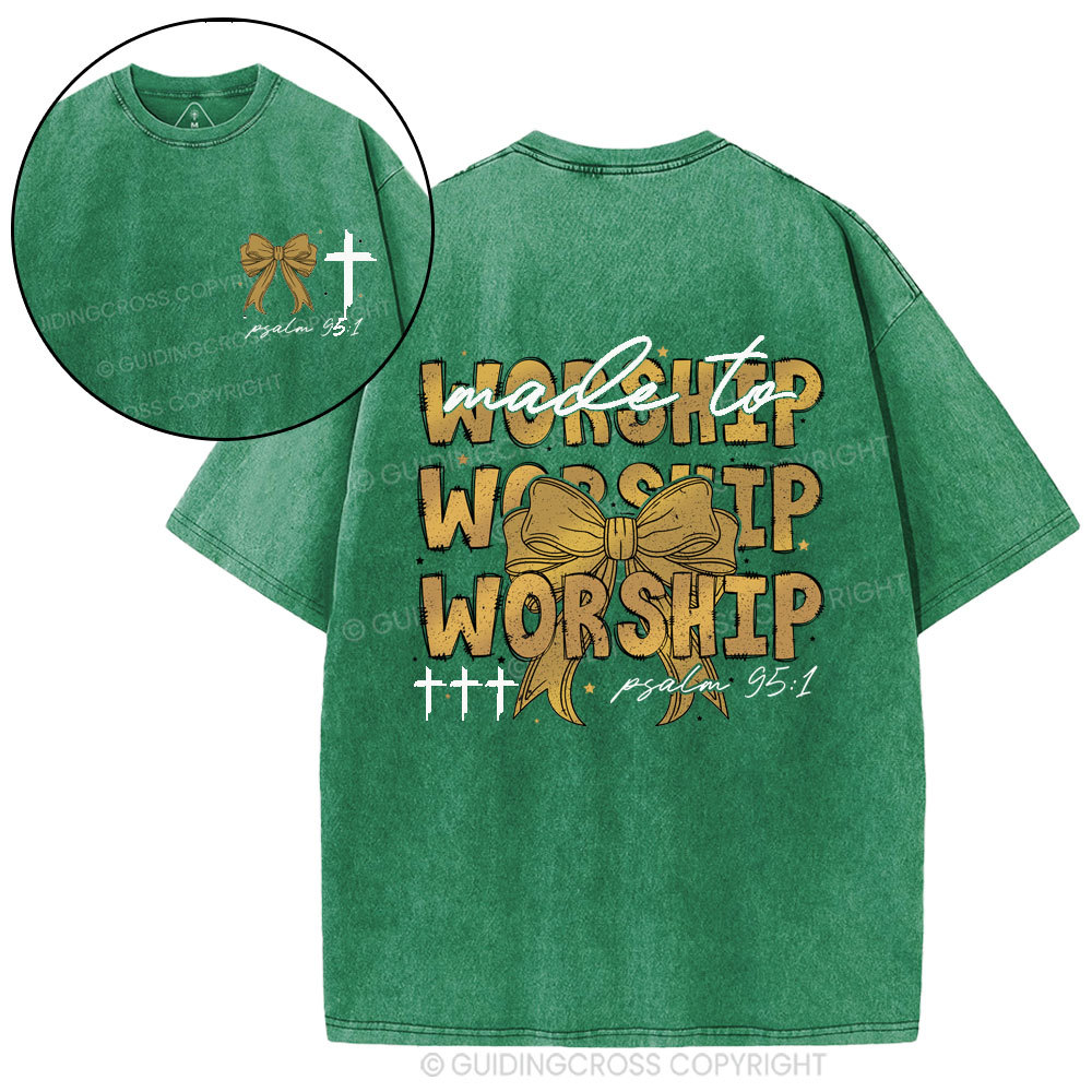 Made To Worship Bow Christian Washed T-Shirt