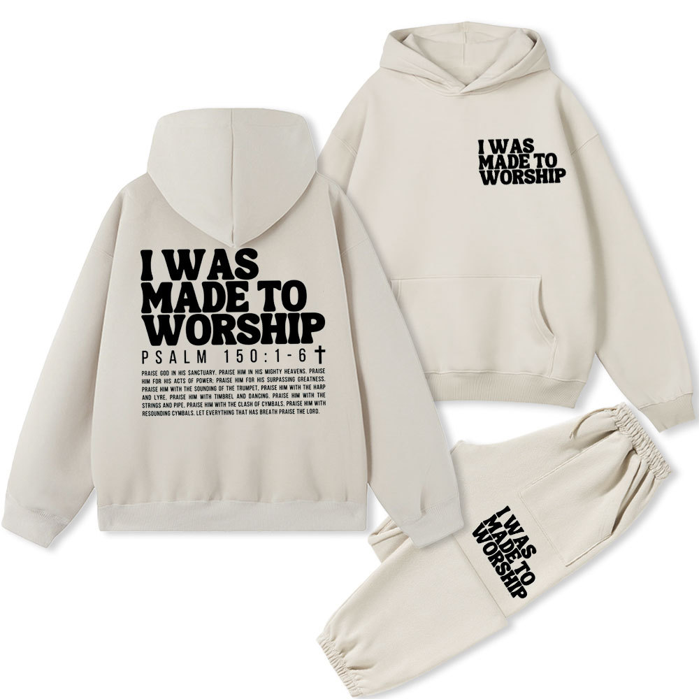 Made To Worship Christian Fleece Hoodie Set Sale - GuidingCross