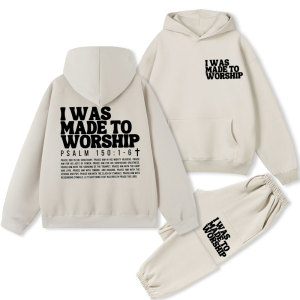 Image of Made To Worship Christian Fleece Hoodie Set