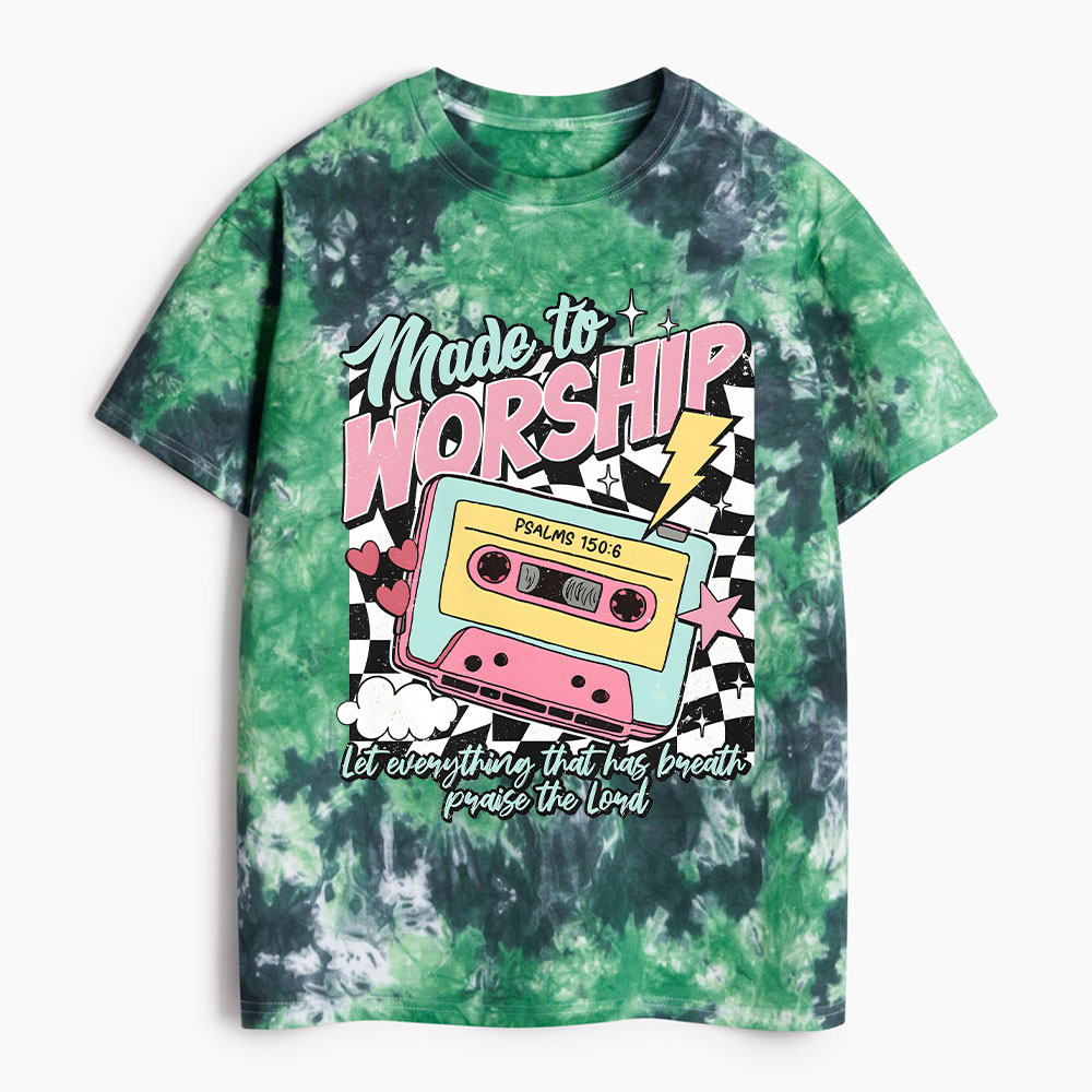 Made To Worship Christian Heavy Cotton Tie Dye T-Shirt