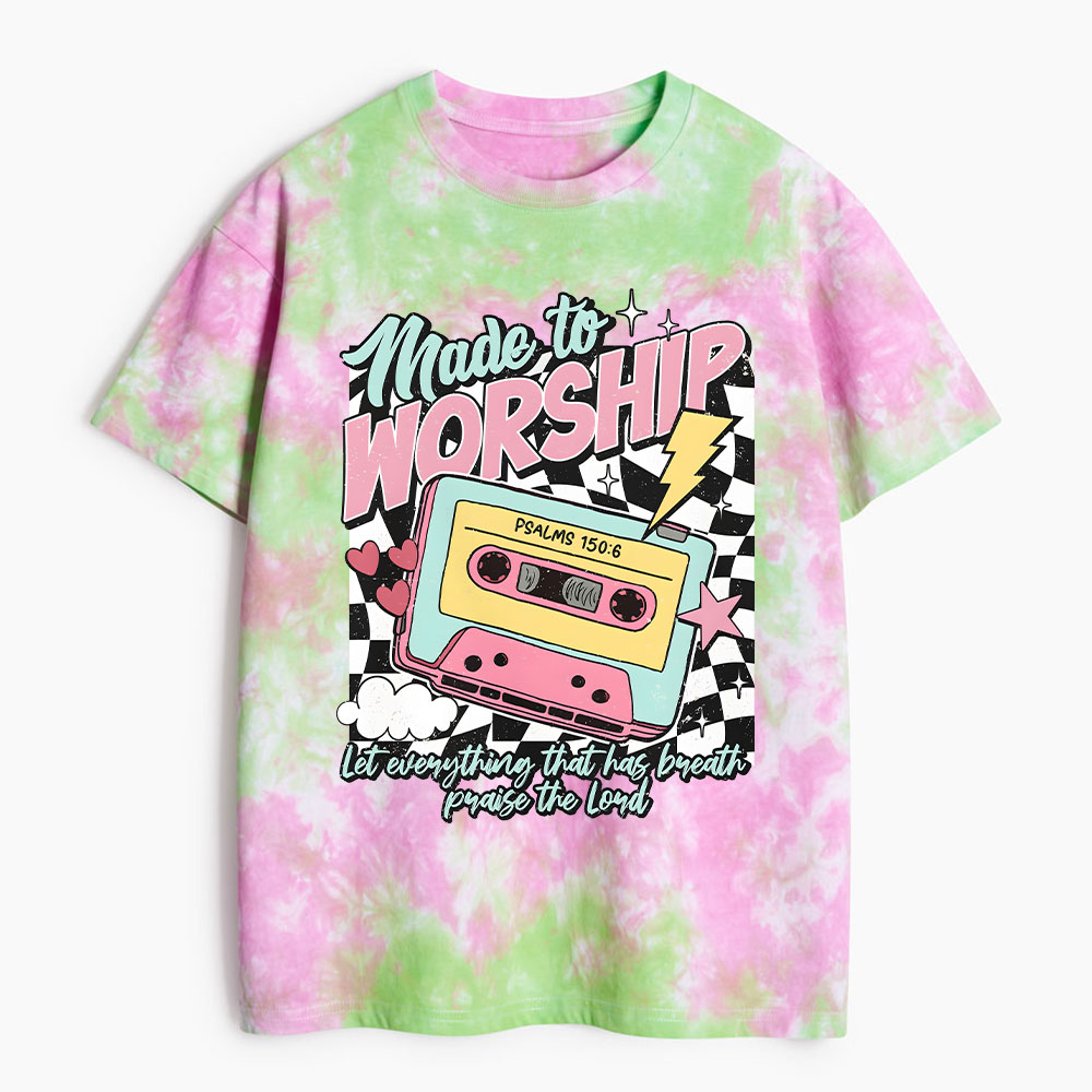Made To Worship Christian Heavy Cotton Tie Dye T-Shirt