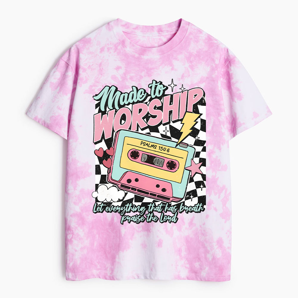 Made To Worship Christian Heavy Cotton Tie Dye T-Shirt
