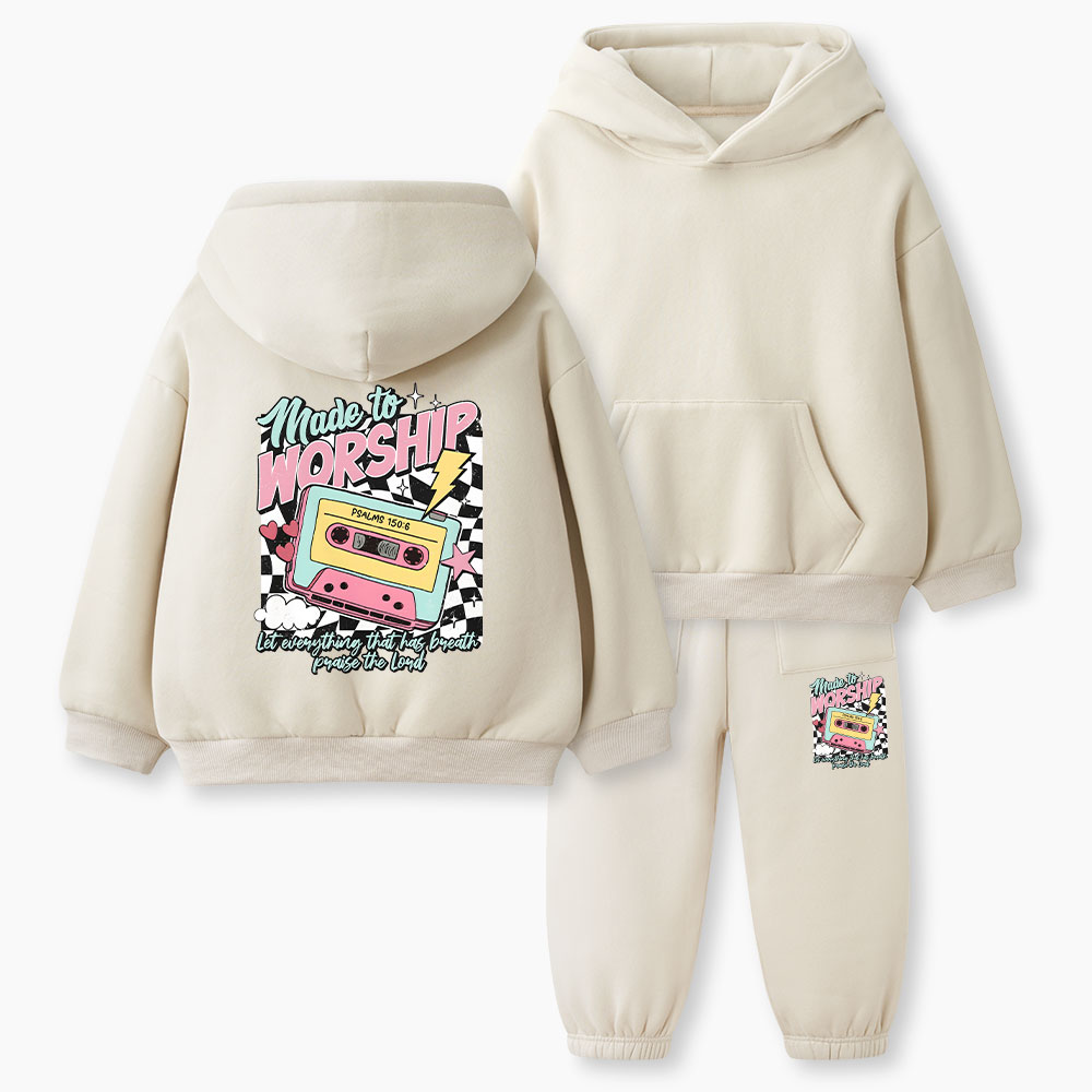 Made To Worship Christian Kid Fleece Hoodie Set