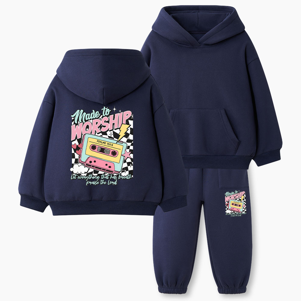 Made To Worship Christian Kid Fleece Hoodie Set