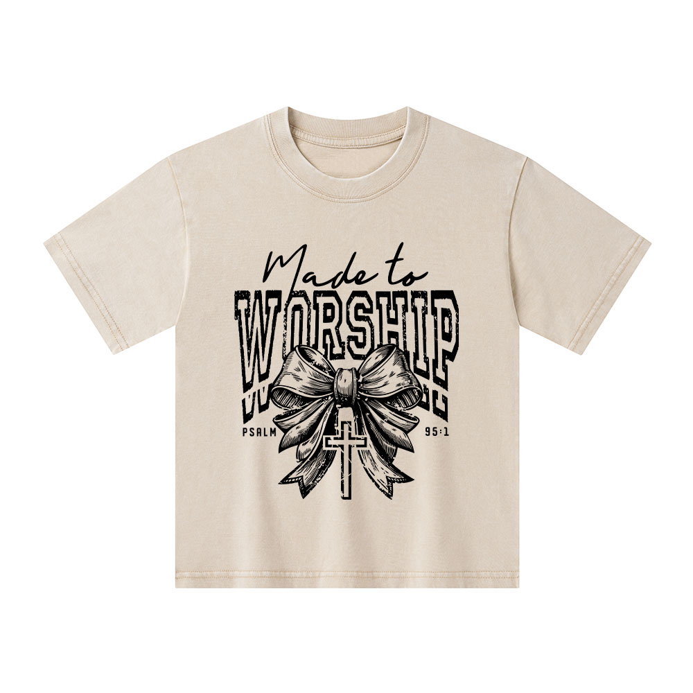 Made To Worship Christian Kid Washed T-Shirt