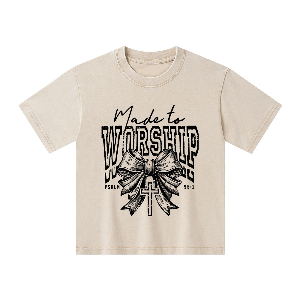 Made To Worship Christian Kid Washed T-Shirt