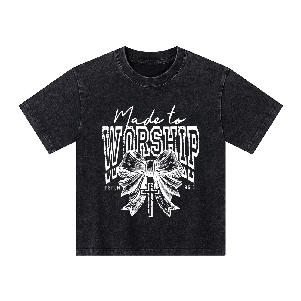 Made To Worship Christian Kid Washed T-Shirt