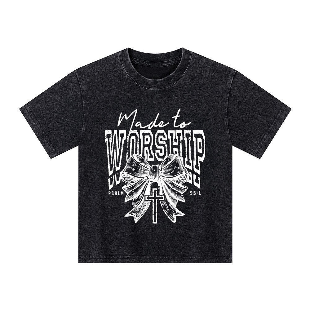 Made To Worship Christian Kid Washed T-Shirt