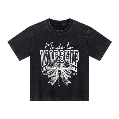 Made To Worship Christian Kid Washed T-Shirt