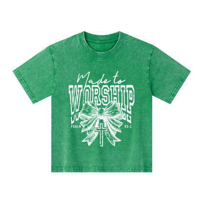 Made To Worship Christian Kid Washed T-Shirt