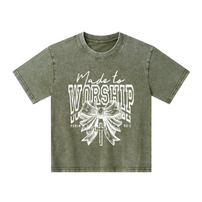 Made To Worship Christian Kid Washed T-Shirt