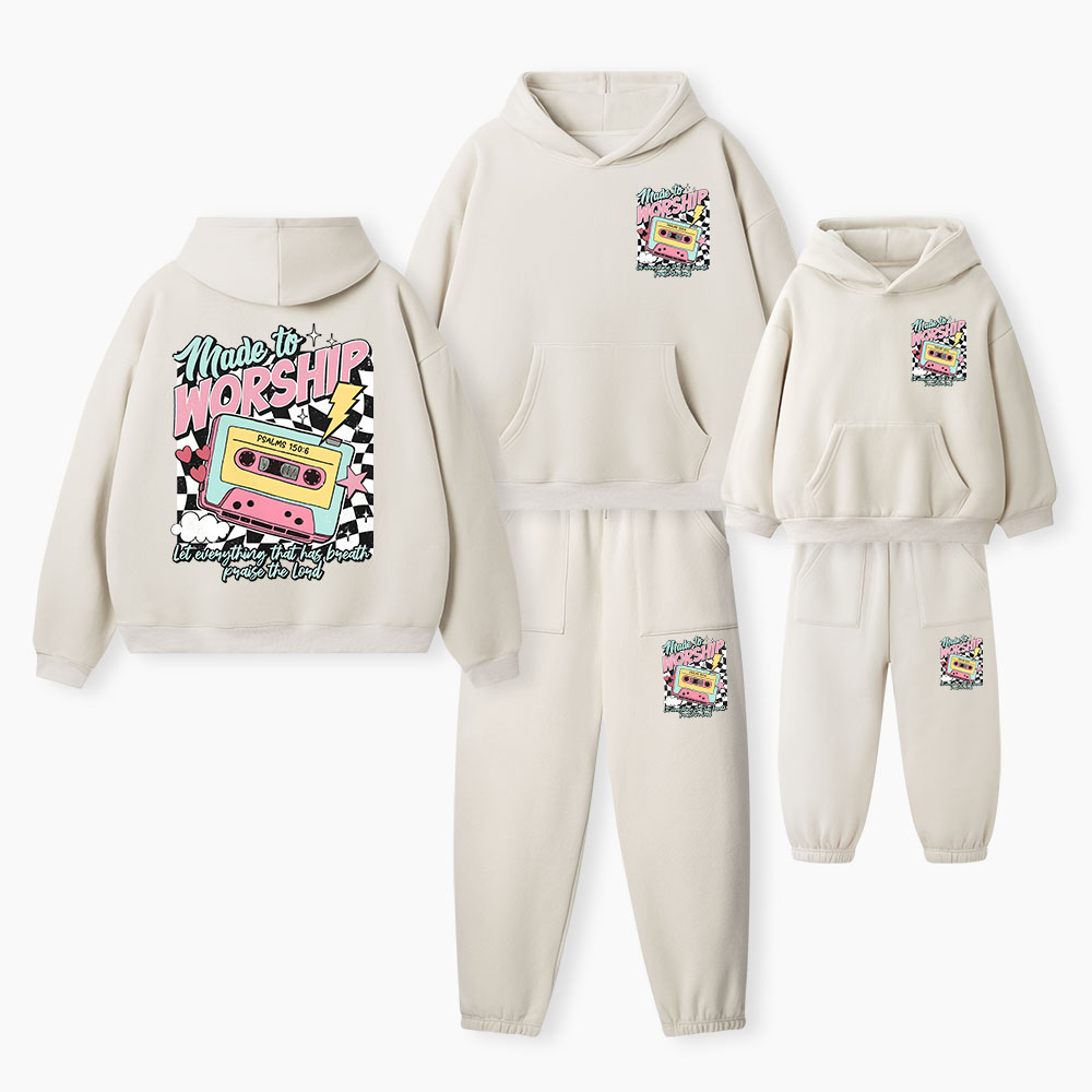 Made To Worship Christian Premium Matching Fleece Hoodie Set