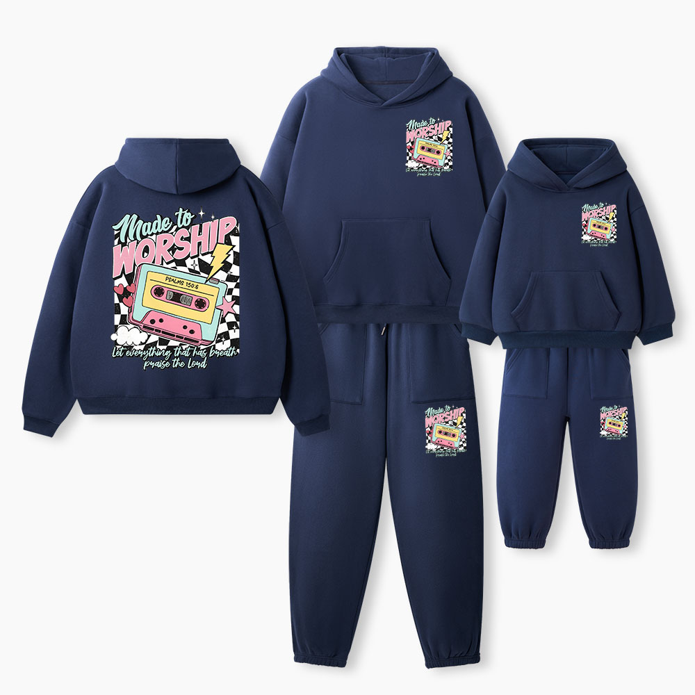Made To Worship Christian Premium Matching Fleece Hoodie Set