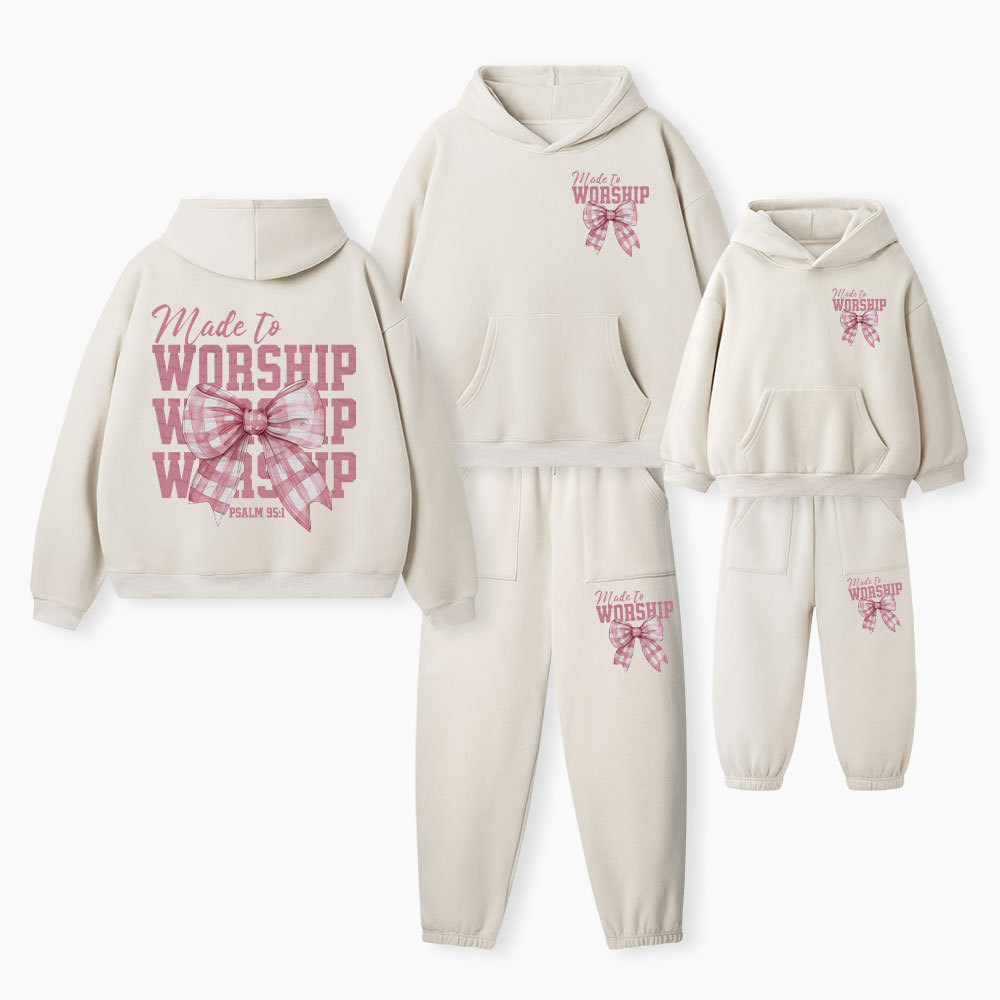 Made To Worship Christian Premium Matching Fleece Hoodie Set